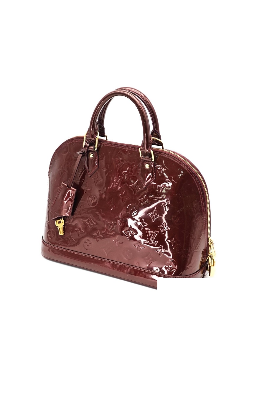 Louis Vuitton Vernis Alma PM Bag Handbag Patent Gloss Purple Padlock Key